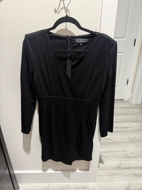 Lulus Black Faux Wrap-Front Mini Dress
